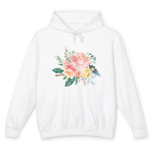 Watercolor Peony Flower Bouquet Botanical Garden Wildflower Unisex Lightweight Hoodie