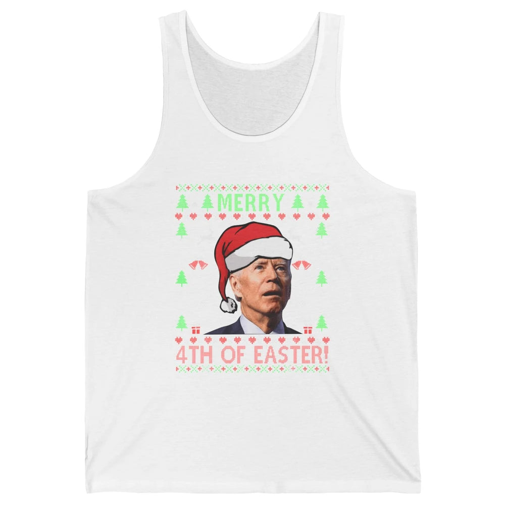 Funny Joe Biden Merry 4th Of Easter Christmas Anti Liberals Unisex Jersey Tank