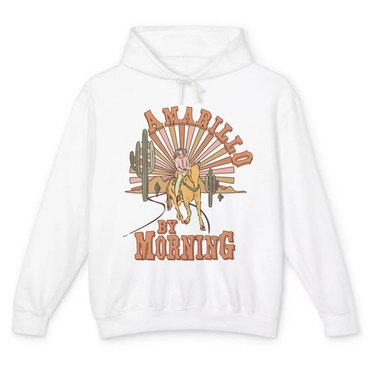 Retro Desert Cowboy Riding Horse Amarillo By Morning Western Unisex Lightweight Hoodie