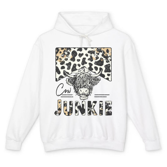 Leopard Highland Cow Bandana Cow Junkie Western Country Gift Unisex Lightweight Hoodie