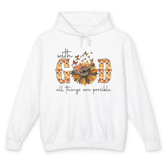 Sunflower With God All Things Possible Christian Bible Fall Unisex Lightweight Hoodie