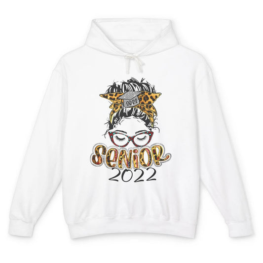 Senior 2022 Leopard Messy Bun Lady 2022 Graduation Gift Unisex Lightweight Hoodie