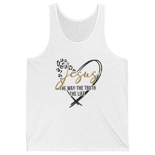 Way Truth Life Bible Verse Christian Jesus God Leopard Heart Unisex Jersey Tank