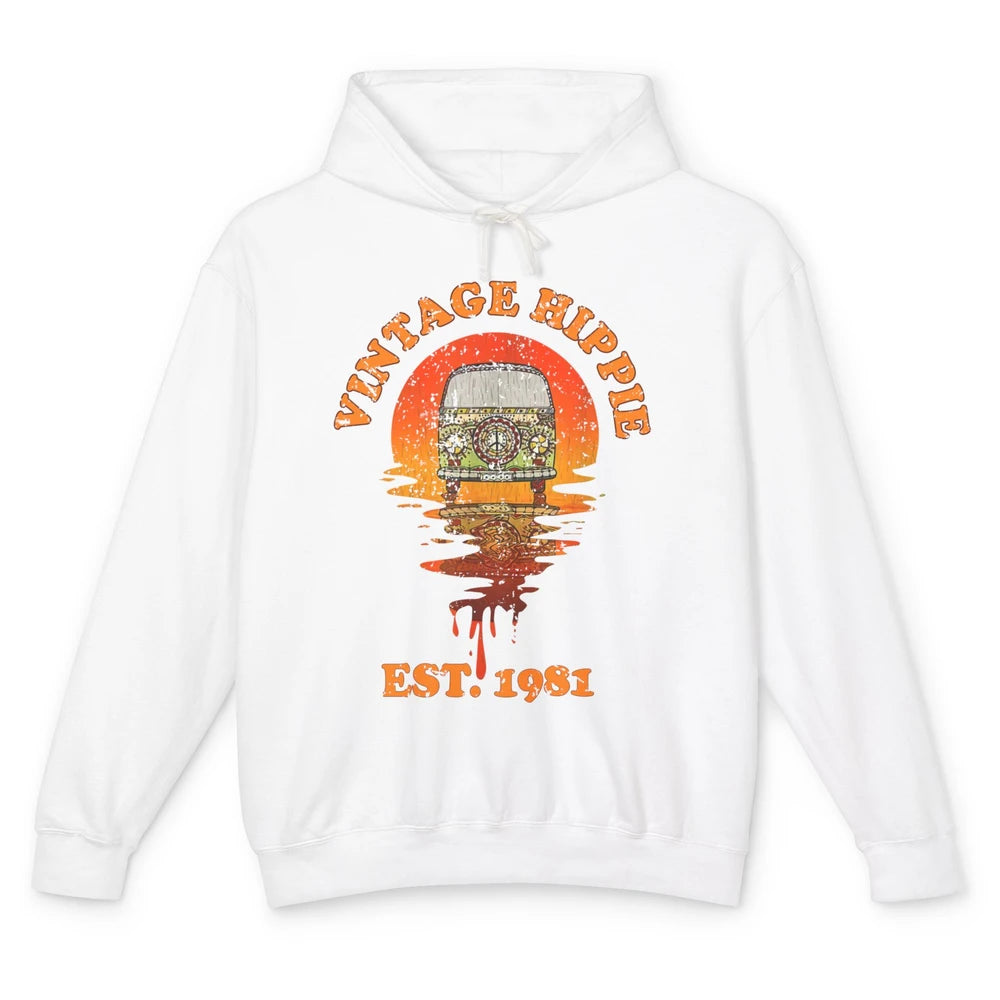 Vintage Hippie 1981 40th Birthday Hippie Van Peace Lovers Unisex Lightweight Hoodie