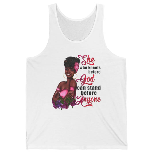 Black Girl She Who Kneels Before God Christian Afro Women Unisex Jersey Tank