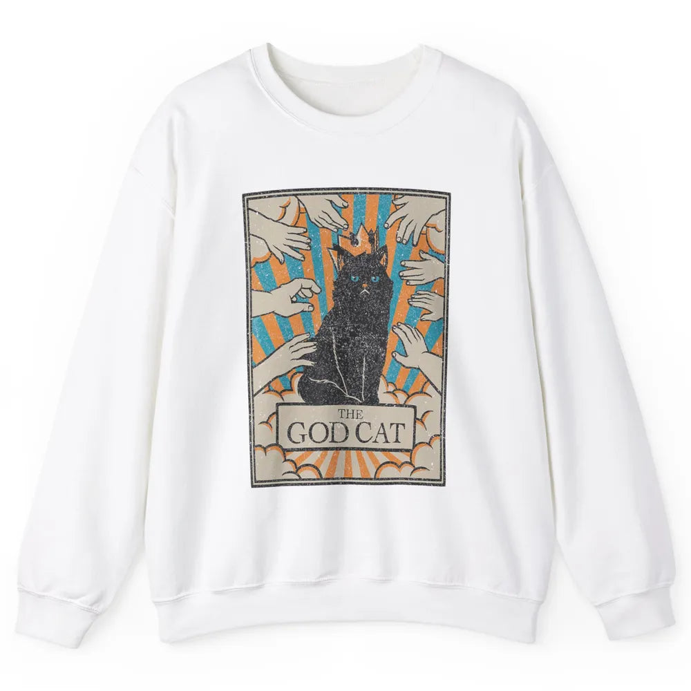 Astrology The God Cat Goth Tarot Card Reader Witchy Black Cat Gothic Sarcastic Unisex Crewneck Sweatshirt