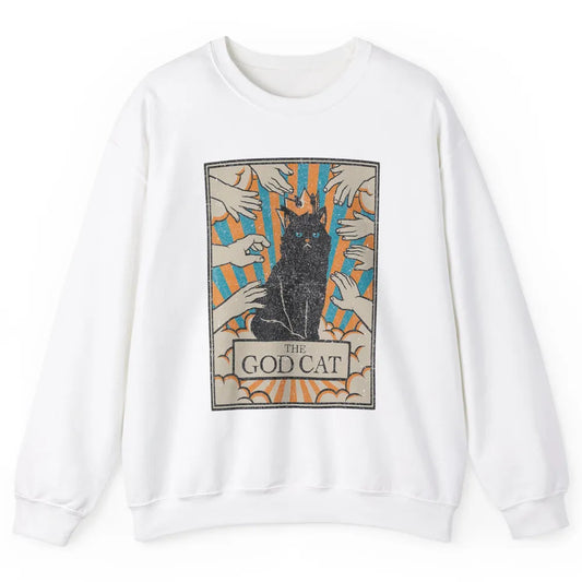 Astrology The God Cat Goth Tarot Card Reader Witchy Black Cat Gothic Sarcastic Unisex Crewneck Sweatshirt