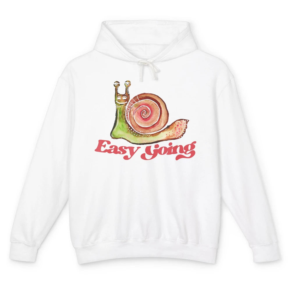 Funny Watercolor Easy Going Snails Pun Nature Animal Snail Unisex Lightweight Hoodie