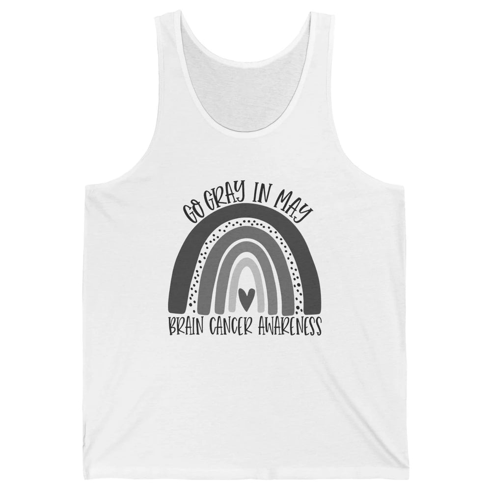 Brain Cancer Awareness Go Gray In May Gray Rainbow Heart Unisex Jersey Tank