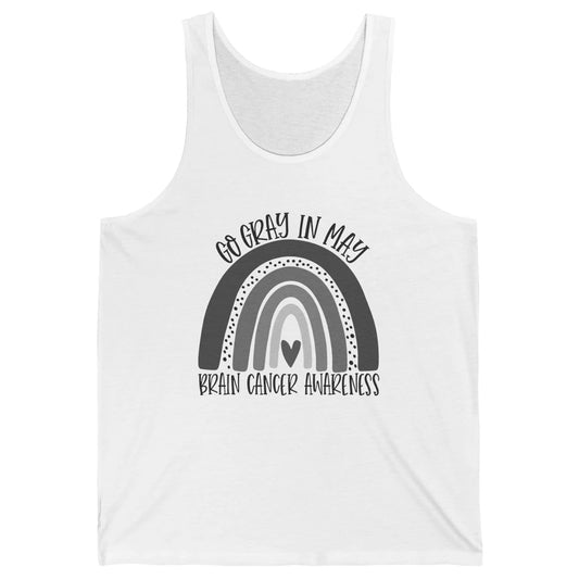 Brain Cancer Awareness Go Gray In May Gray Rainbow Heart Unisex Jersey Tank