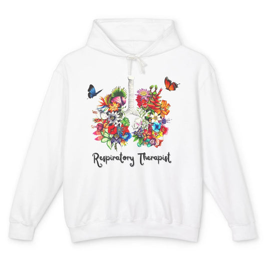 Respiratory Therapy Floral Lung Respiratory Therapist Gift Unisex Lightweight Hoodie