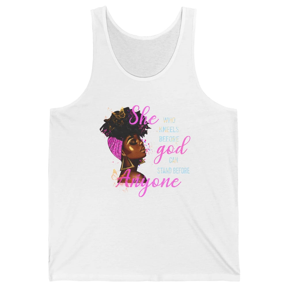 Black Girl She Who Kneels Before God Christian Afro Women Unisex Jersey Tank