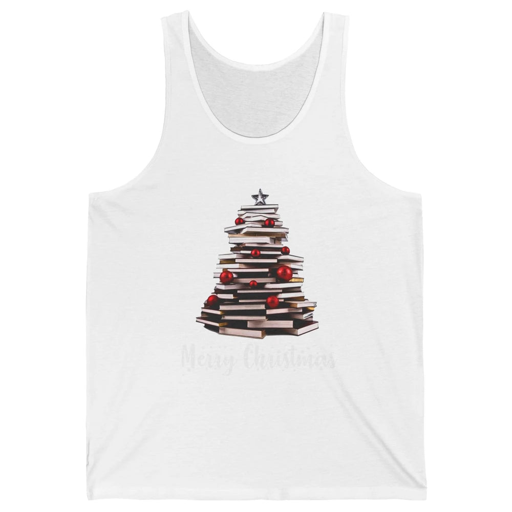 Funny Book Christmas Tree Book Reading Lovers Chritmas Gift Unisex Jersey Tank