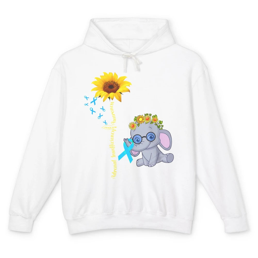 Adrenal Insufficiency Awareness Baby Elephant Sunflower Unisex Lightweight Hoodie