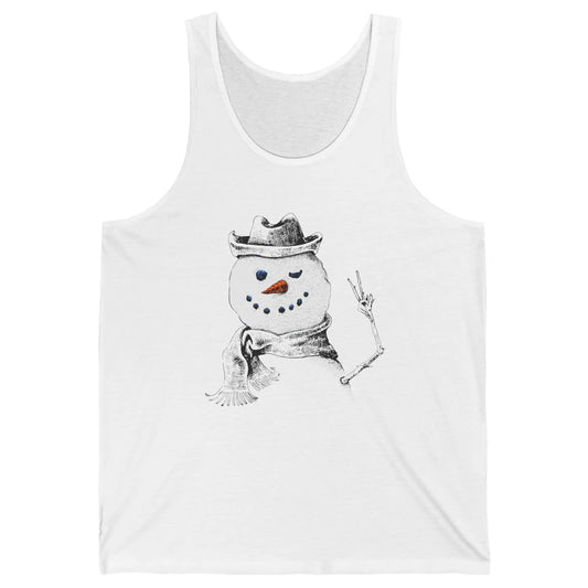 Snowman Peace Sign Christmas Snow Frosty Winter Xmas Gift Unisex Jersey Tank