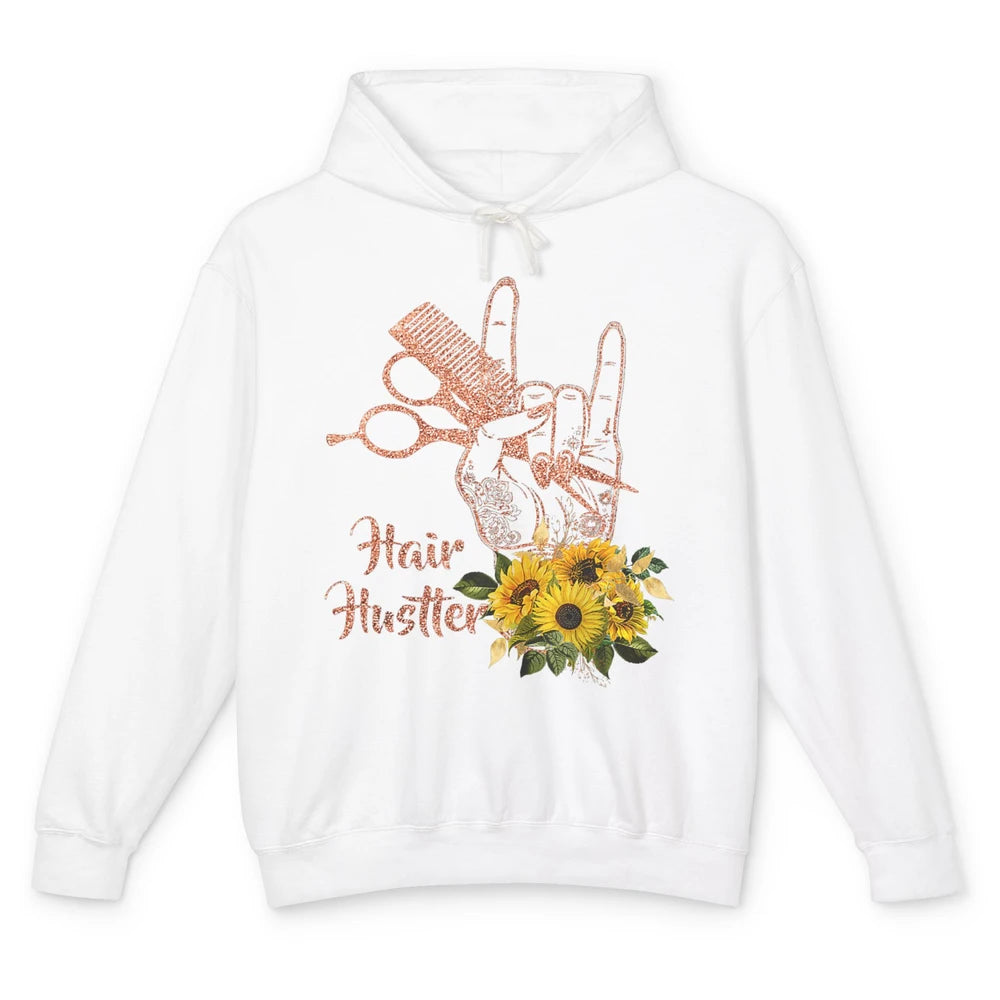 Hair Hustler Sunflower Barber Style Hairstylist Hairdresser Unisex Lightweight Hoodie