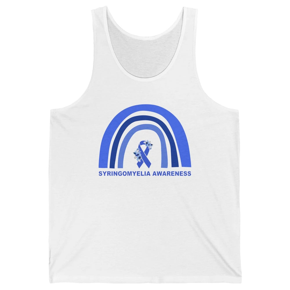 Syringomyelia Awareness Floral Blue Ribbon Rainbow Unisex Jersey Tank