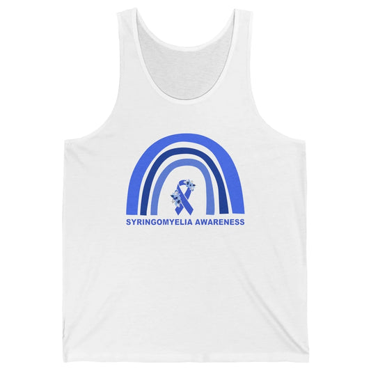 Syringomyelia Awareness Floral Blue Ribbon Rainbow Unisex Jersey Tank