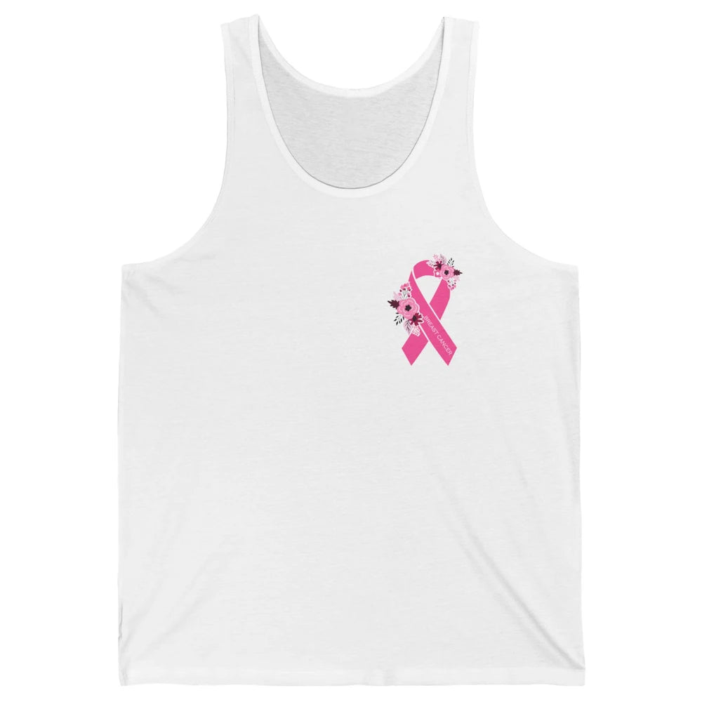 Breast Cancer Awareness Floral Pink Ribbon Pocket Size Gift Unisex Jersey Tank