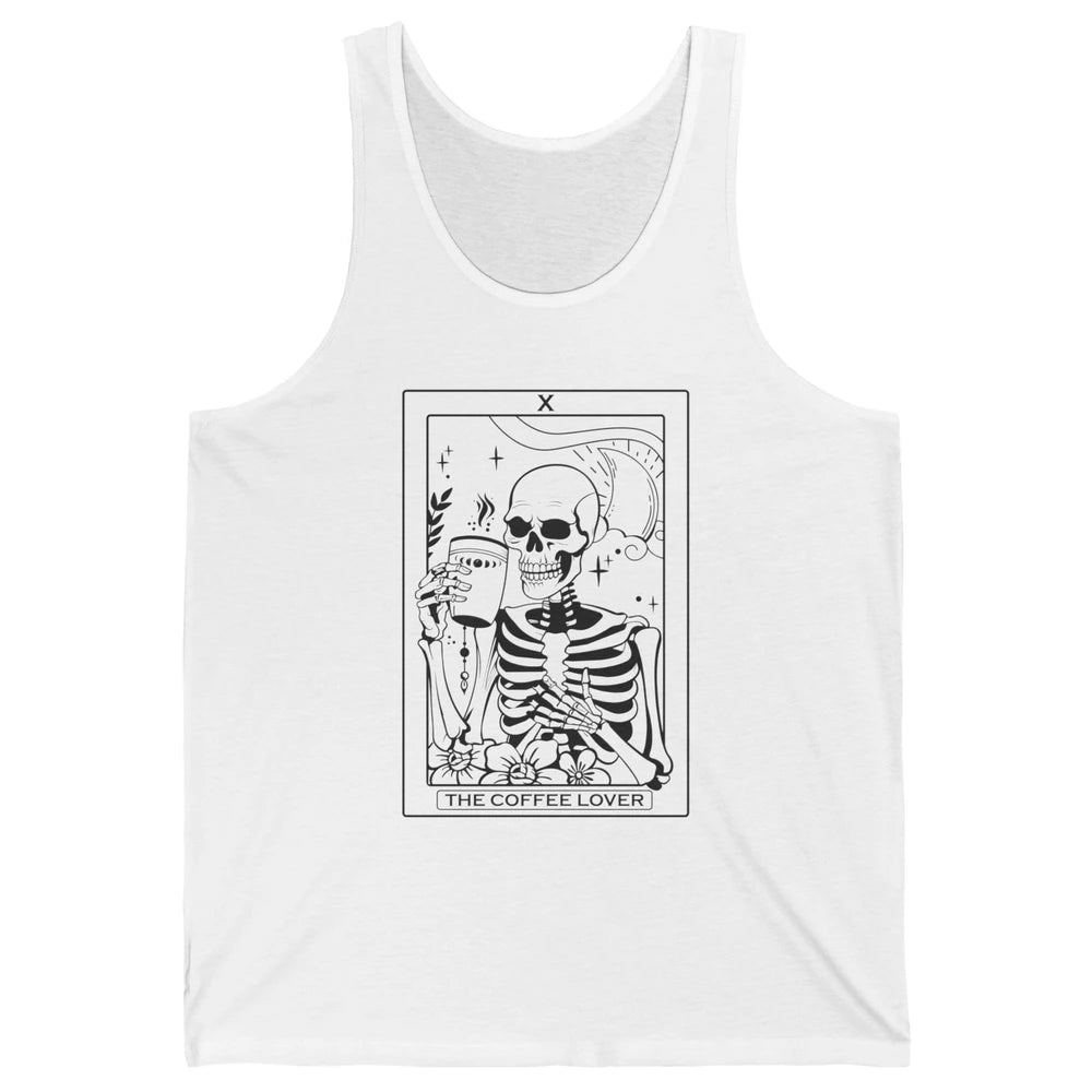 The Coffee Lover Skeleton Tarot Card Floral Goth Halloween Unisex Jersey Tank