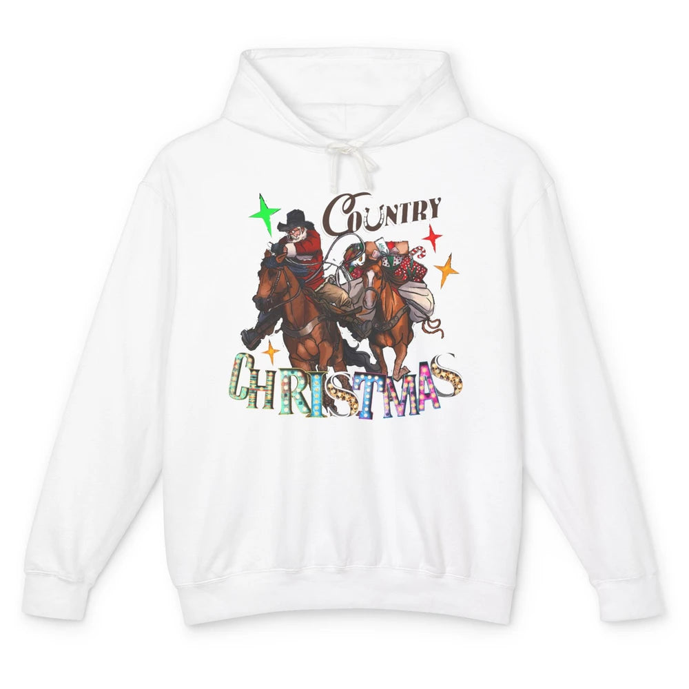 Santa Claus Country Christmas Y'all Western Country Cowboy Unisex Lightweight Hoodie