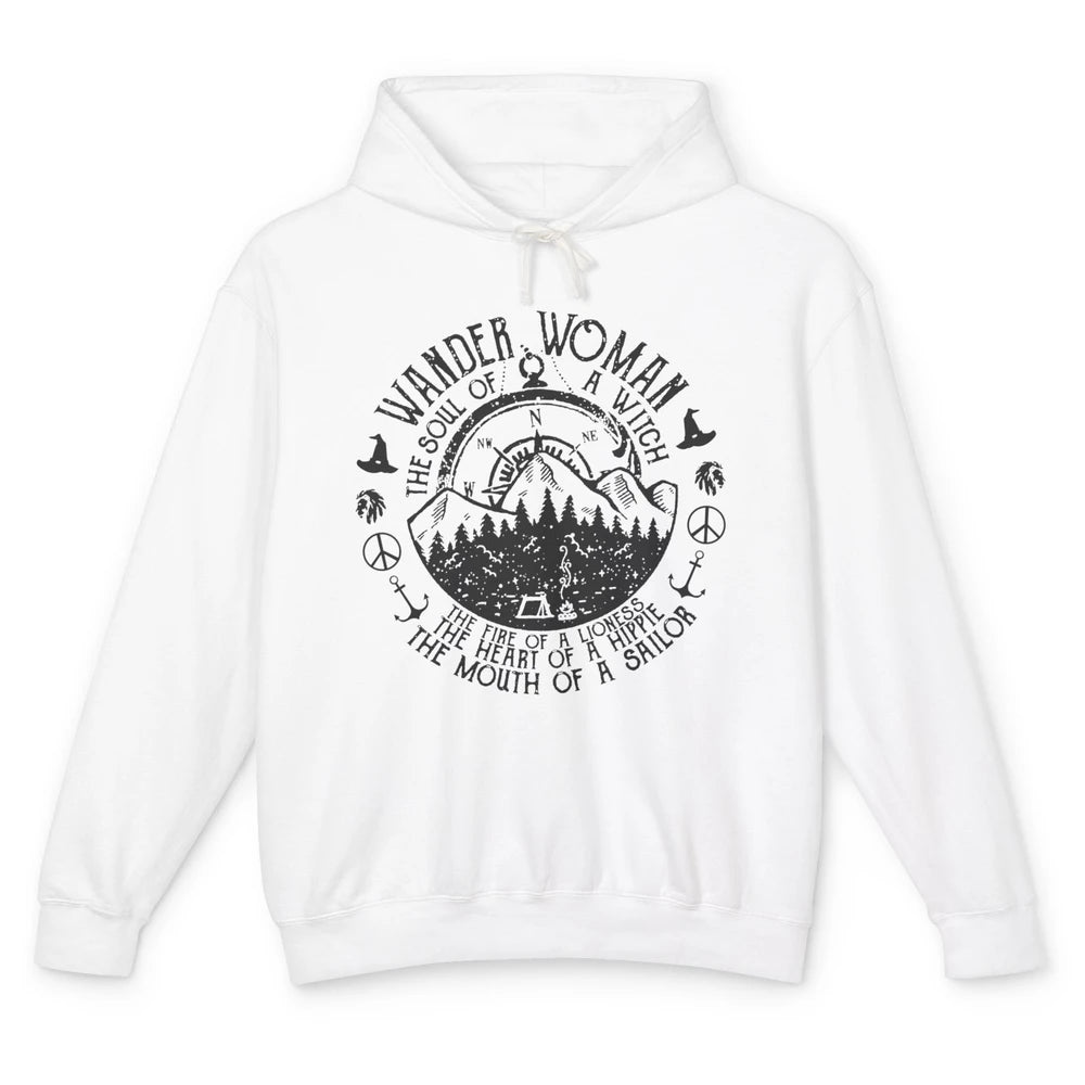 Retro Soul Of A Witch Wander Woman Compass Hiking Camping Unisex Lightweight Hoodie