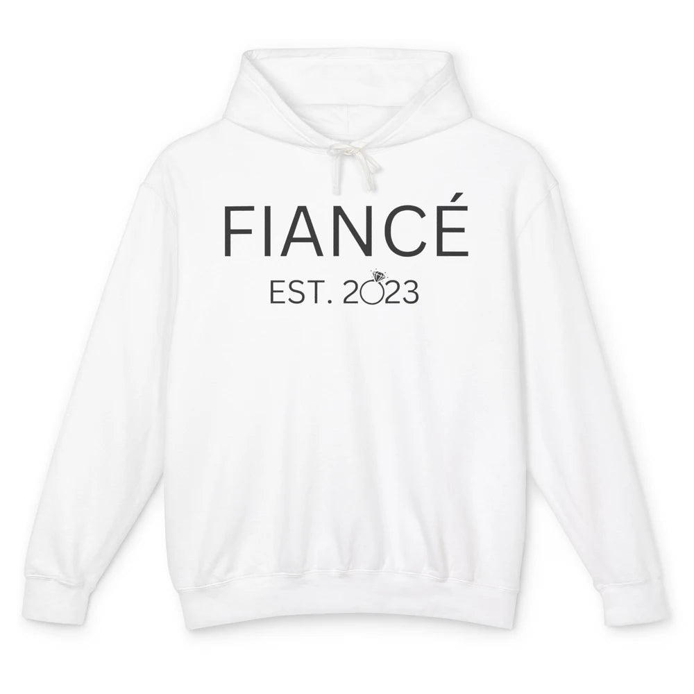 Fiance Est 2023 Future Groom Engagement Bachelorette Gift Unisex Lightweight Hoodie