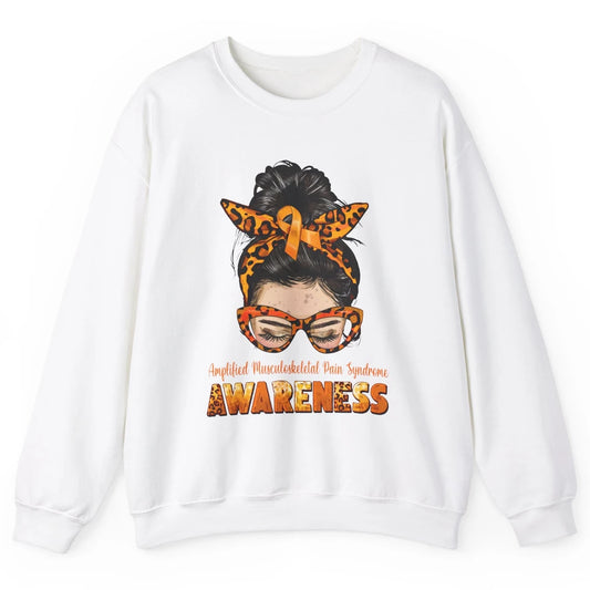 Amplified Musculoskeletal Pain Syndrome Orange Messy Bun Unisex Crewneck Sweatshirt