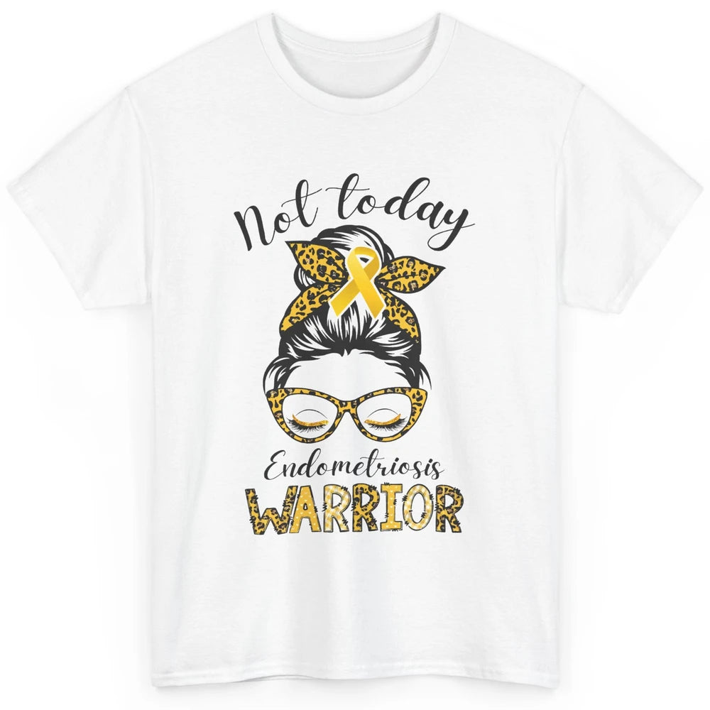 Endometriosis Awareness Leopard Messy Bun Not Today Warrior Classic Unisex T-Shirt