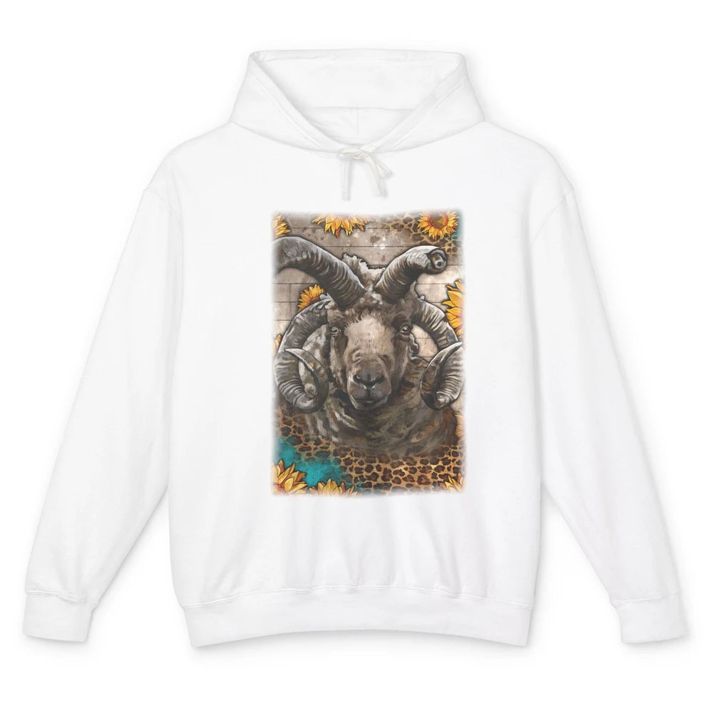 Leopard Sunflower Navajo-Churro Sheep Western Farm Life Unisex Lightweight Hoodie