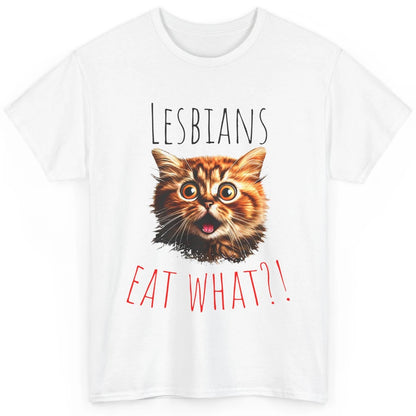 Funny Black Cat Lesbians Eat What LGBTQ Sarcastic Cat Mom Classic Unisex T-Shirt