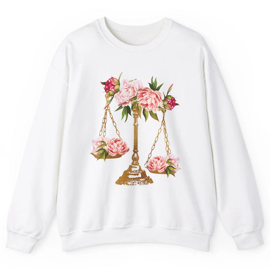 Wildflowers Lawyer Office Scales Decor Justice Law School Unisex Crewneck Sweatshirt