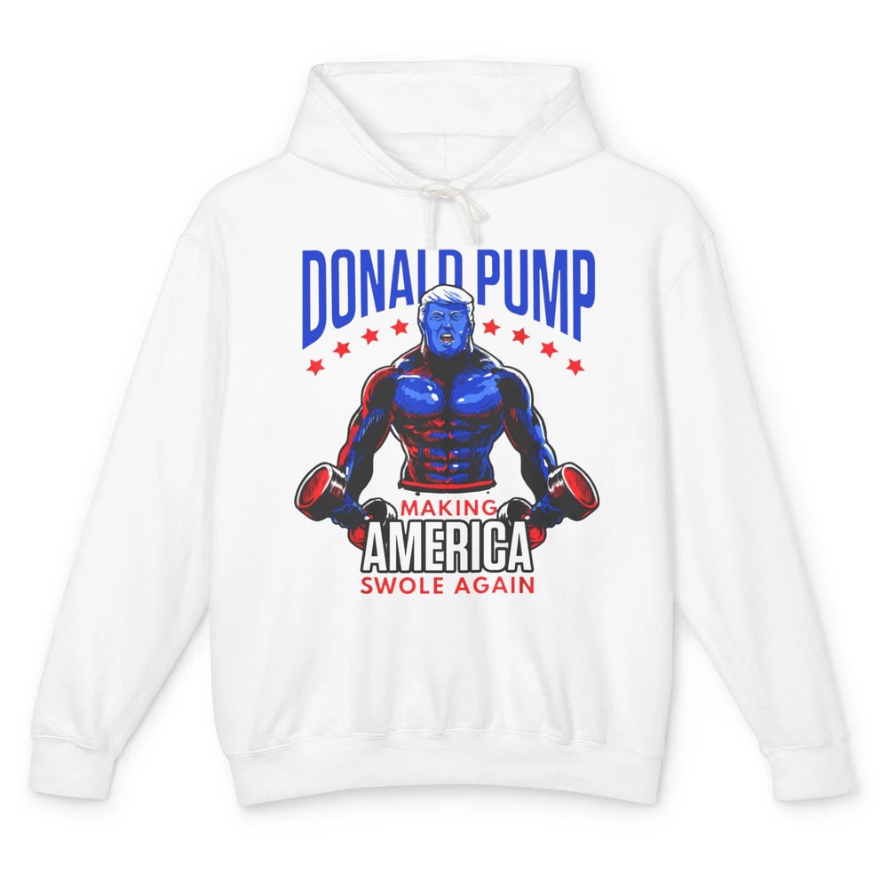 Funny Donald Pump Make America Swole Again Trump 2024 Return Unisex Lightweight Hoodie