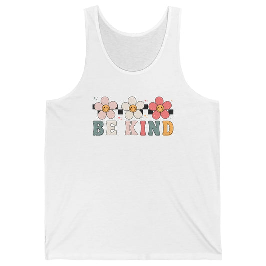 Be Kind Smiling Face Daisy Boho Mental Health Matter Retro Unisex Jersey Tank