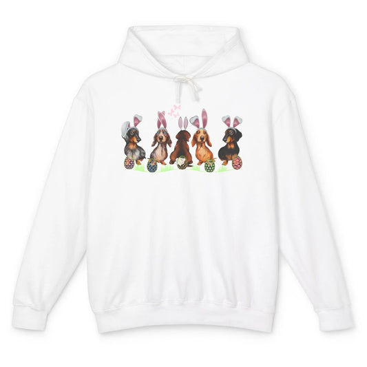 Easter Dachshund With Bunny Ears Cute Dachshund Easter Eggs Unisex Lightweight Hoodie