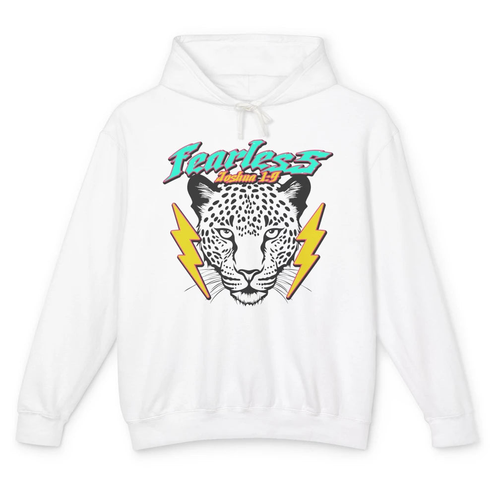 Christian Cheetah Fearless Bible Lightning Bolt Religious Unisex Lightweight Hoodie