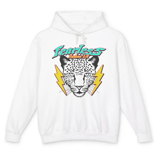 Christian Cheetah Fearless Bible Lightning Bolt Religious Unisex Lightweight Hoodie