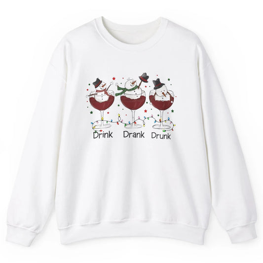 Funny Snowman Wine Christmas Drink Drank Drunk Christmas Unisex Crewneck Sweatshirt