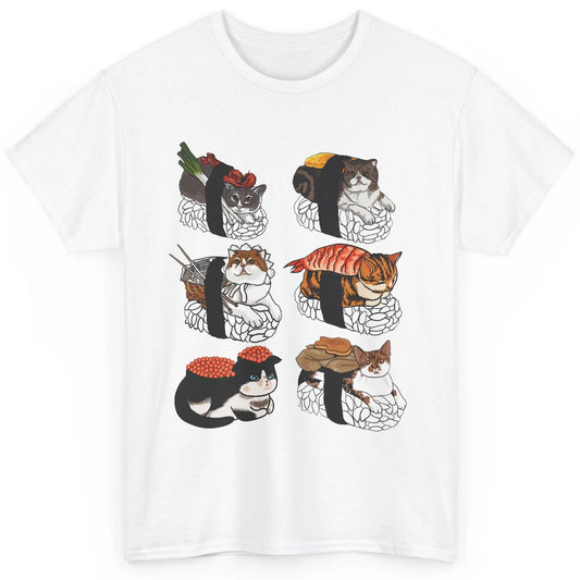 Funny Cat Sushi Roll Cute Japanese Kawaii Kitten Lovers Gift Classic Unisex T-Shirt