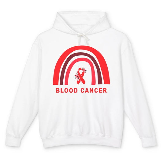 Blood Cancer Awareness Floral Red Ribbon Cute Rainbow Unisex Lightweight Hoodie