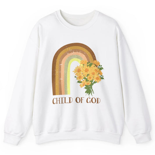 Vintage Sunflower Rainbow Child Of God Christian Religious Unisex Crewneck Sweatshirt