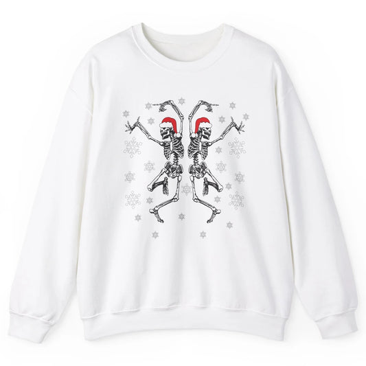 Funny Skeleton Christmas Dancing Snowflakes Santa Skeleton Unisex Crewneck Sweatshirt