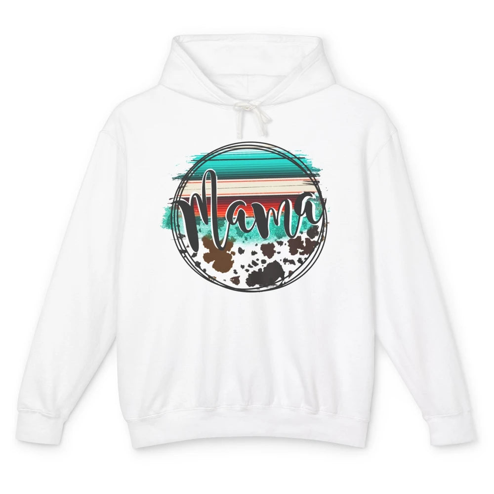 Western Country Boho Mama Cowhide Turquoise Western Mama Unisex Lightweight Hoodie