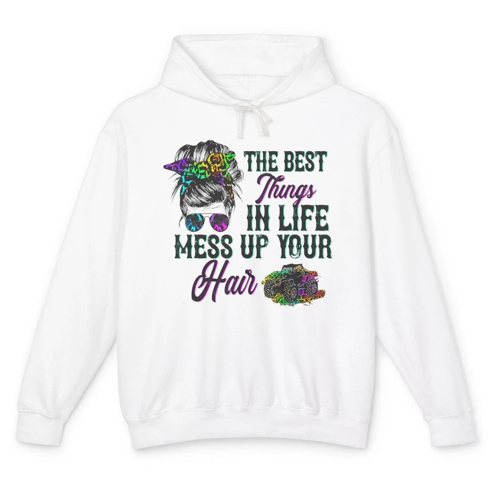 Messy Bun Mess Up Hair UTV SXS Life Rider Offroad Leopard Unisex Lightweight Hoodie