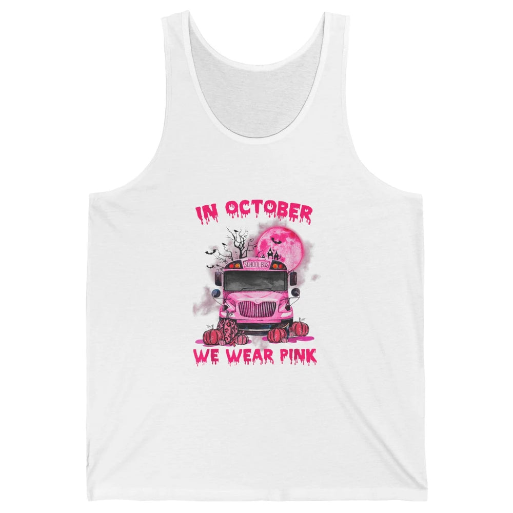 School Bus Driver Wear Pink Ribbon Breast Cancer Awareness Unisex Jersey Tank