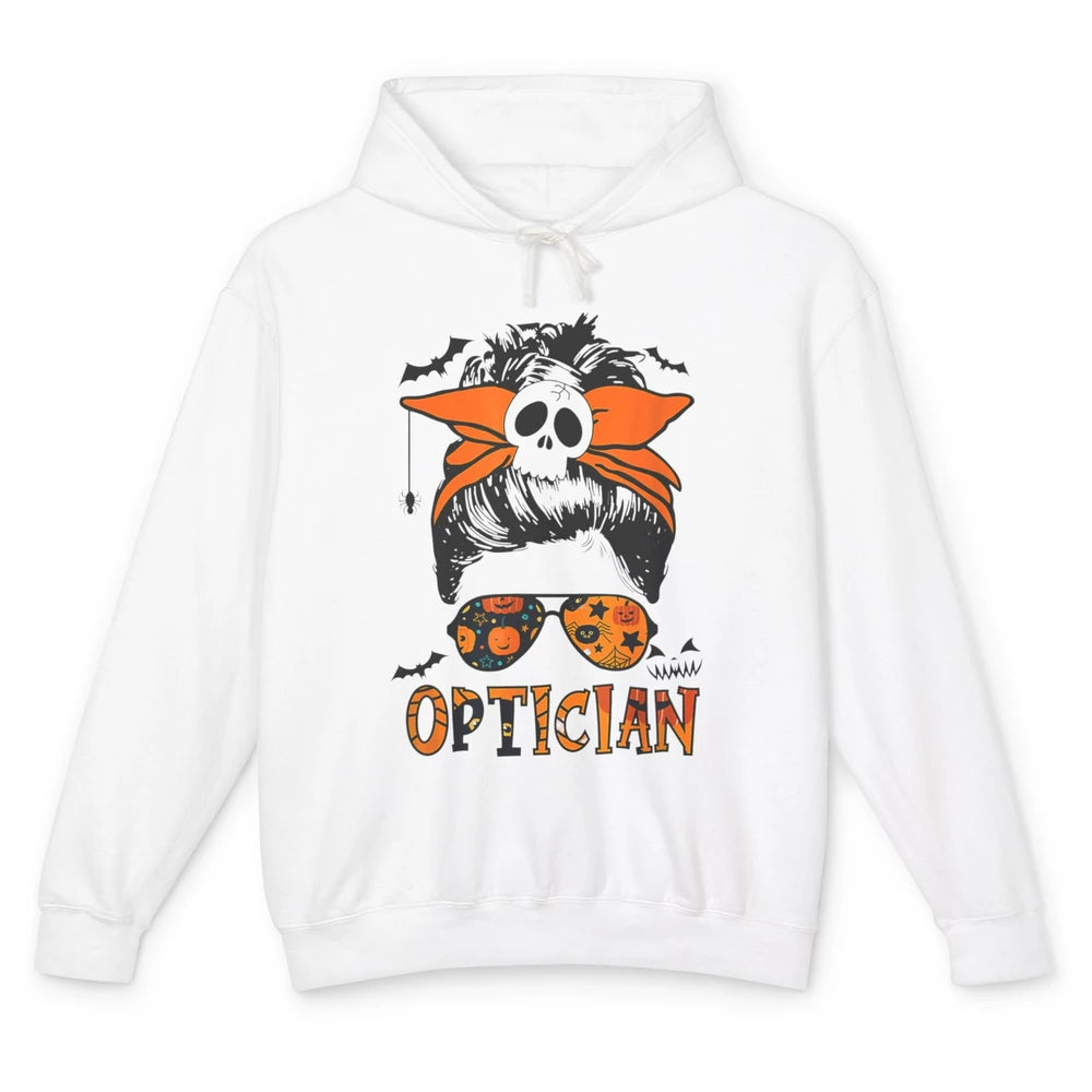 Optician Messy Hair Bun Eye Glasses Halloween Spooky Season Unisex Lightweight Hoodie