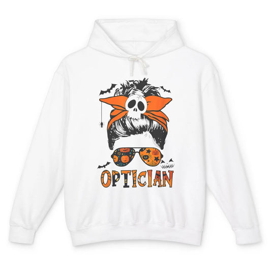 Optician Messy Hair Bun Eye Glasses Halloween Spooky Season Unisex Lightweight Hoodie