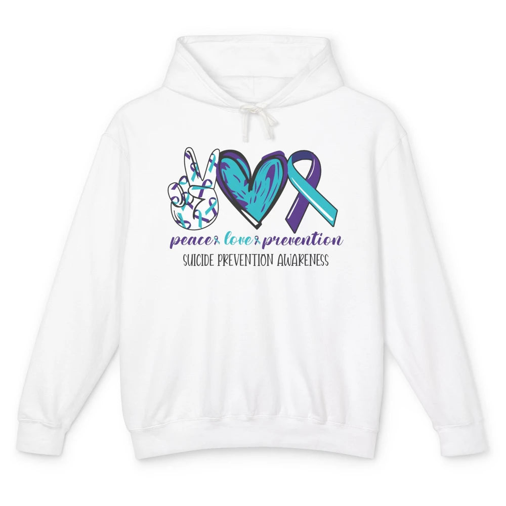 Suicide Prevention Awareness Ribbon Peace Love Prevention Unisex Lightweight Hoodie