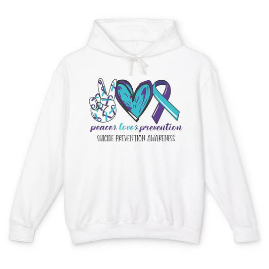 Suicide Prevention Awareness Ribbon Peace Love Prevention Unisex Lightweight Hoodie