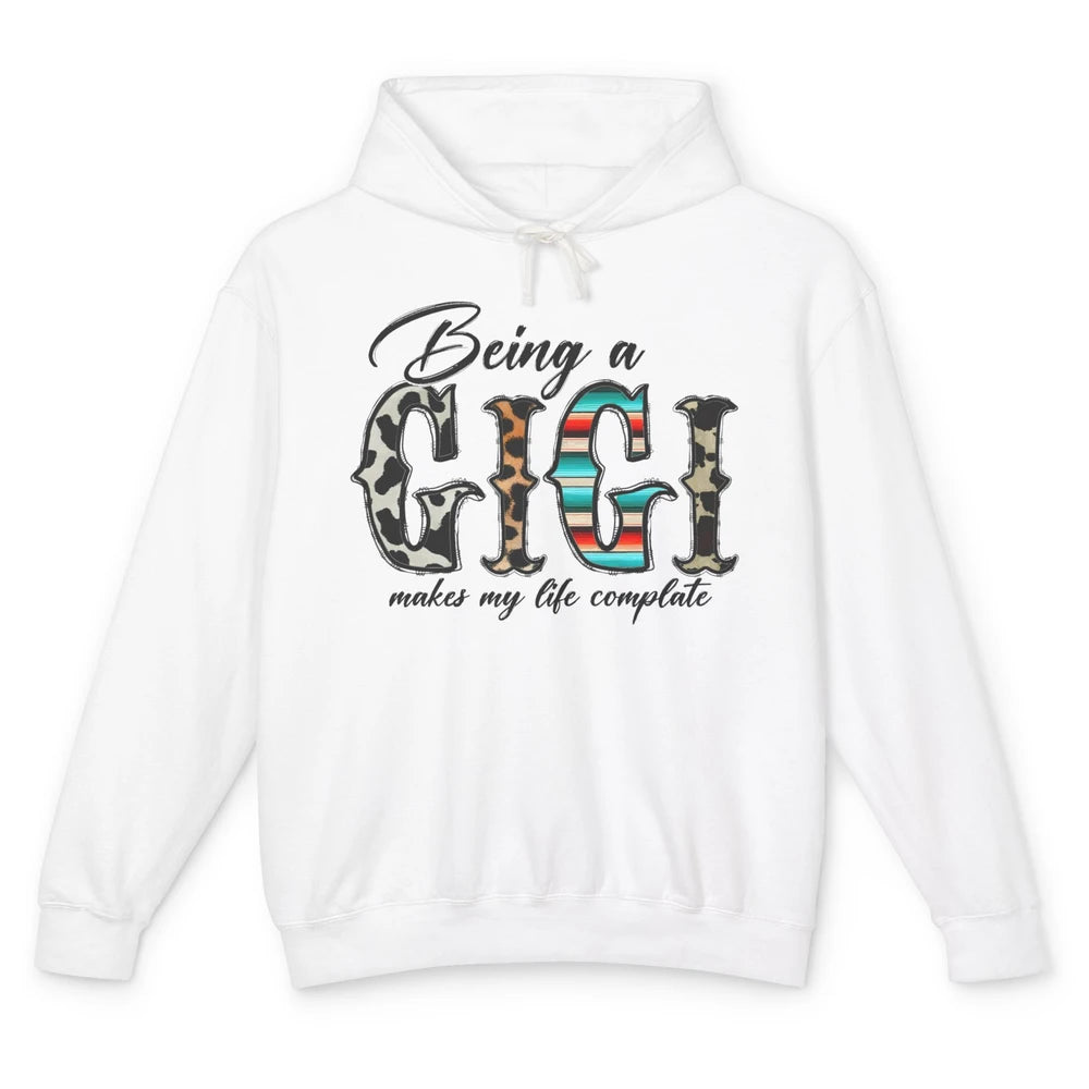 Leopard Being A Gigi Makes My Life Complete Grandma Western Unisex Lightweight Hoodie